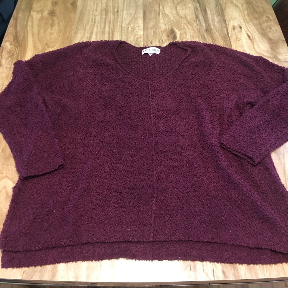3/$25 Knox Rose Maroon Red Fuzzy Textured Pullover Sweater Cuffed Womens XXL 2XL